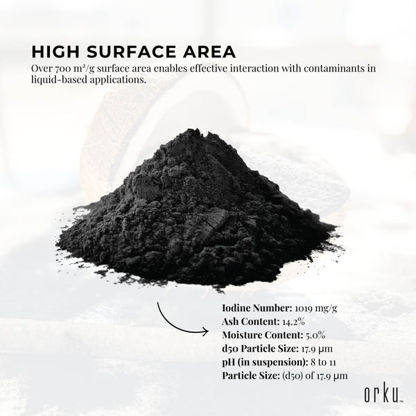 Orku 400g Activated Carbon Powder Coconut Charcoal Bucket - Water Filtration