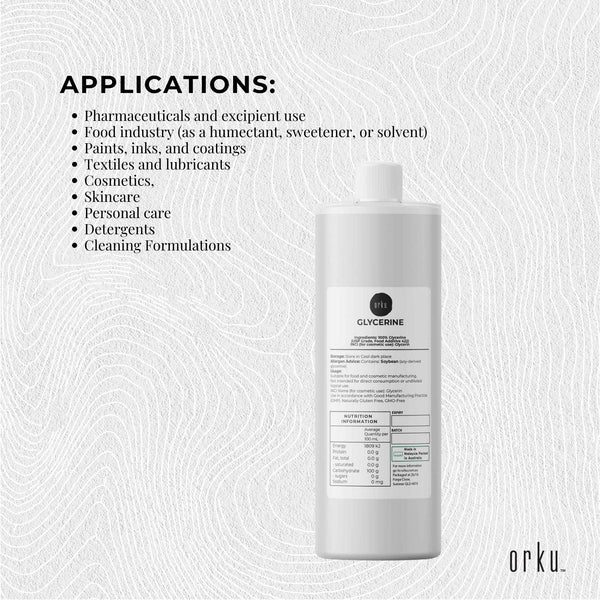 Orku 250ml Glycerine 99.9% Pure USP Food + Cosmetic Grade – Vegetable Glycerol