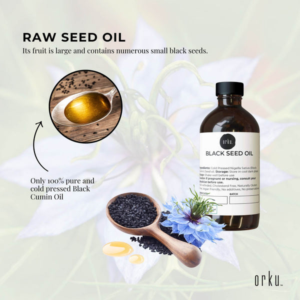 Orku Pure Ethiopian Black Seed Nigella Sativa Cumin Oil Cold Pressed 100ml