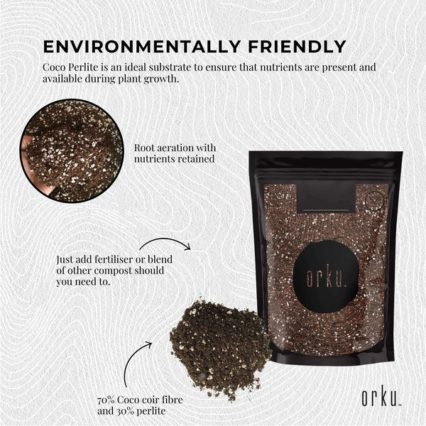 Orku 70% Coco Coir 30% Perlite Premium Hydroponic Plant Growing Medium 2L
