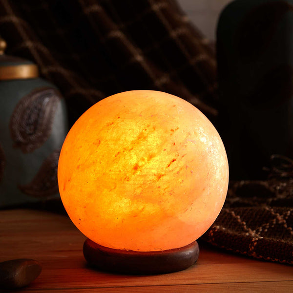 Himalayan Salt Lamp Ball Carved Shape Pink Crystal Rock Light 12V 12W 5in