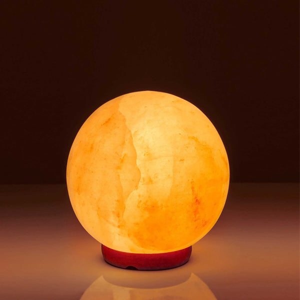 Himalayan Salt Lamp Ball Carved Shape Pink Crystal Rock Light 12V 12W 6.5in