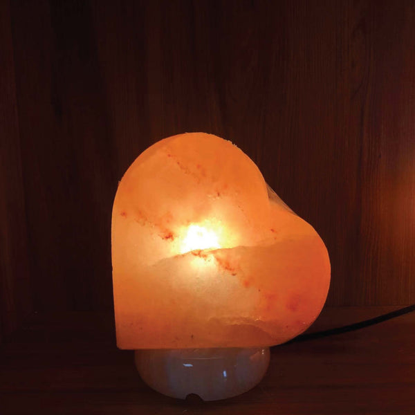 Himalayan Salt Lamp Love Heart Carved Shape Pink Crystal Rock Light