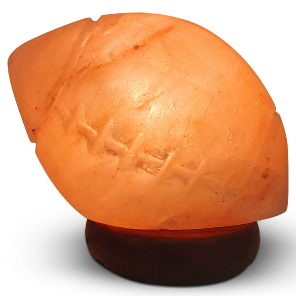Himalayan Salt Lamp Rugby Ball Carved Shape Pink Crystal Rock Light