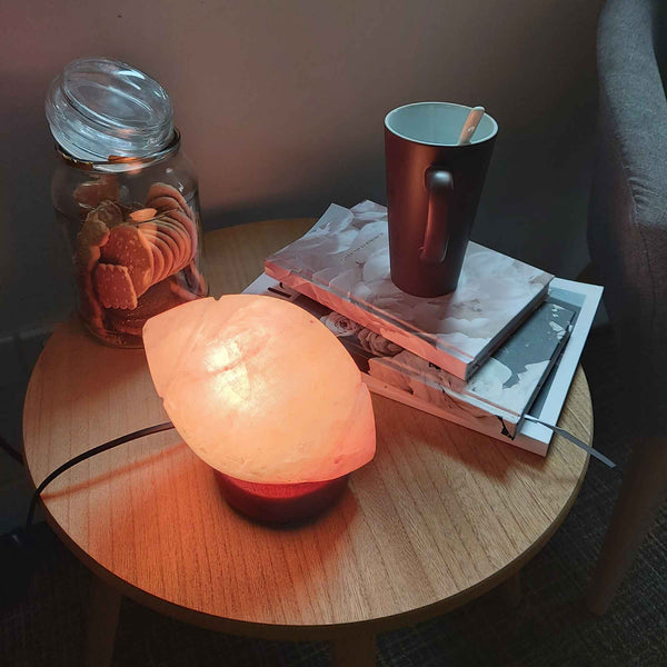 Himalayan Salt Lamp Rugby Ball Carved Shape Pink Crystal Rock Light