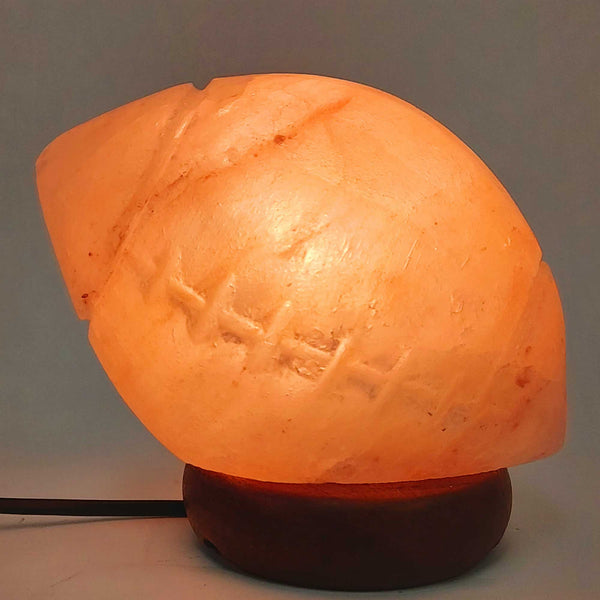 Himalayan Salt Lamp Rugby Ball Carved Shape Pink Crystal Rock Light