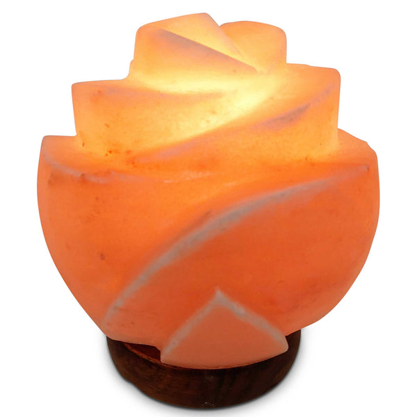 Rose Carved Flower Himalayan Pink Salt Lamp Light Rock Crystal