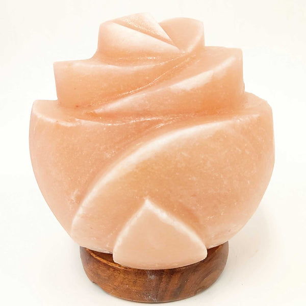 Rose Carved Flower Himalayan Pink Salt Lamp Light Rock Crystal