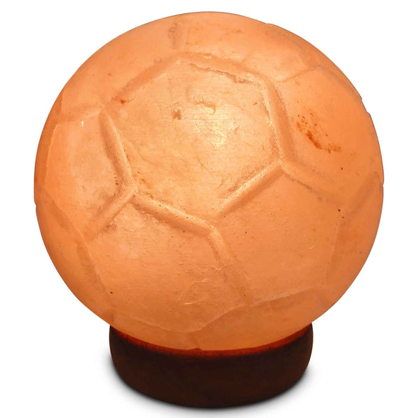 Himalayan Salt Lamp Soccer Ball Carved Shape Pink Crystal Rock Light