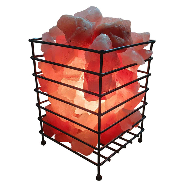 Himalayan Pink Salt Lamp Light Iron Basket Rock Crystal Bulb 12V 12W