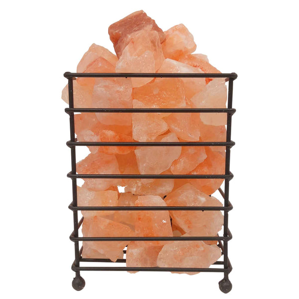 Himalayan Pink Salt Lamp Light Iron Basket Rock Crystal Bulb 12V 12W