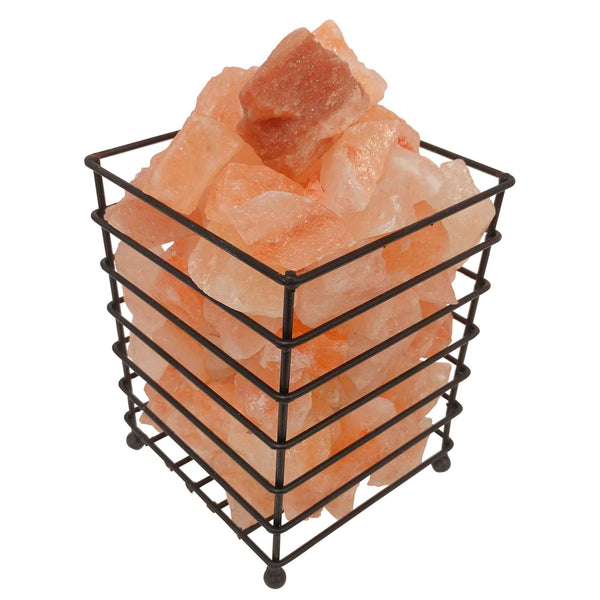 Himalayan Pink Salt Lamp Light Iron Basket Rock Crystal Bulb 12V 12W