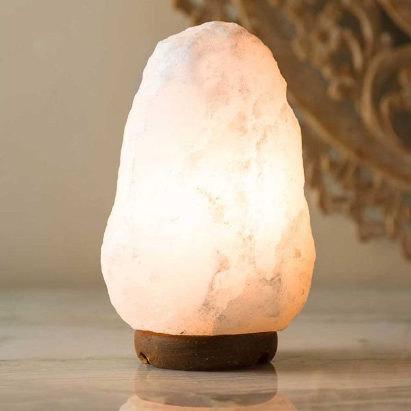Himalayan White Salt Lamp Carved Rock Crystal Light 1-2kg 12V 12W