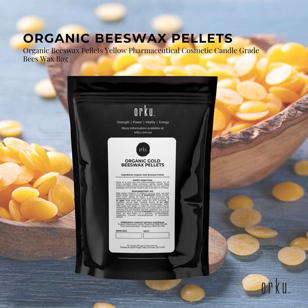 400g Orku Organic Beeswax Pellets Yellow - Cosmetic Grade Quality Pure Bees Wax