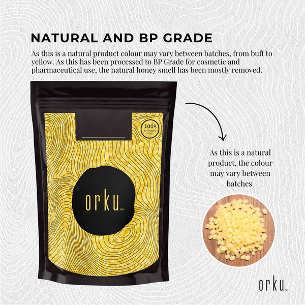 400g Orku Organic Beeswax Pellets Yellow - Cosmetic Grade Quality Pure Bees Wax