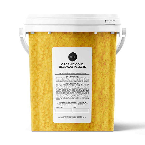 500g Orku Organic Beeswax Pellets Yellow Tub - Cosmetic Quality Pure Bees Wax