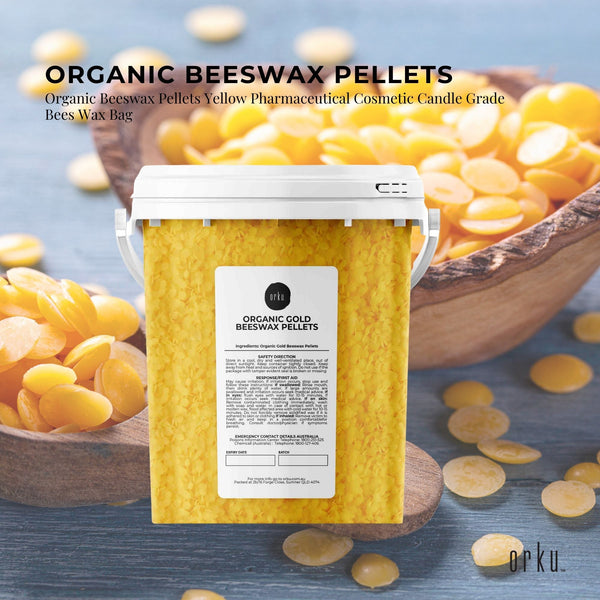 500g Orku Organic Beeswax Pellets Yellow Tub - Cosmetic Quality Pure Bees Wax