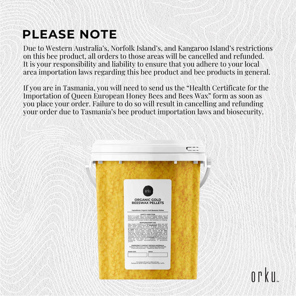 500g Orku Organic Beeswax Pellets Yellow Tub - Cosmetic Quality Pure Bees Wax