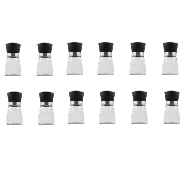 12 x 150ml 12cm Glass Salt Pepper Grinders Adjustable Ceramic Core Short Mill