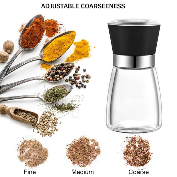 12 x 150ml 12cm Glass Salt Pepper Grinders Adjustable Ceramic Core Short Mill