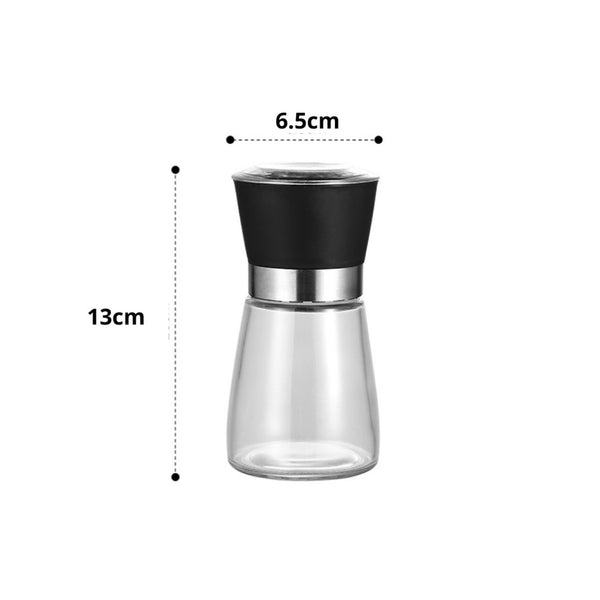 12 x 150ml 12cm Glass Salt Pepper Grinders Adjustable Ceramic Core Short Mill