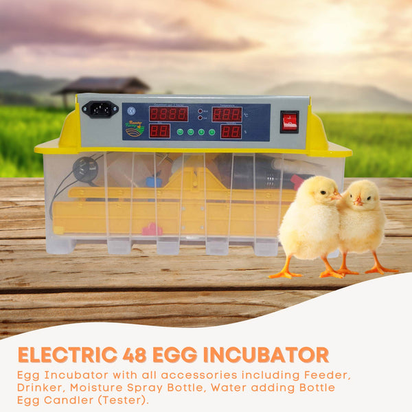 Electric 48 Egg Incubator Turner Drinker Feeder Candler Chicken Turkey Quail Duck
