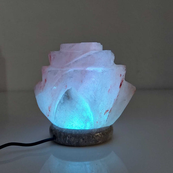 USB Himalayan Salt Lamp Colour Changing Flower Shape Rock LED Light