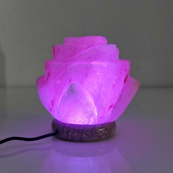USB Himalayan Salt Lamp Colour Changing Flower Shape Rock LED Light