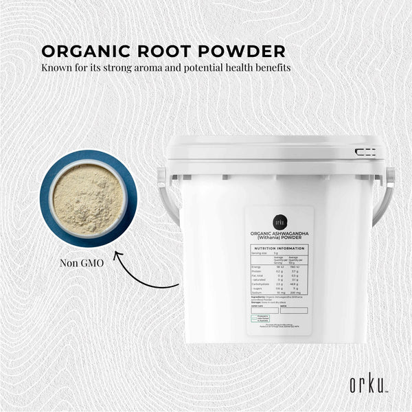 Orku Organic Ashwagandha Withania Somnifera Root Powder Herb Supplement 2.5kg