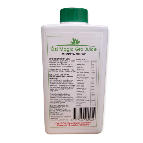 Ozi Magic Monsta Grow Juice Organic Structural Foliar Growth Nutrient 1L