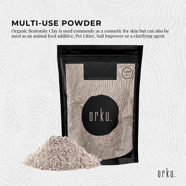 Orku Organic Sodium Bentonite Montmorillonite Clay Powder Face Mask 400g