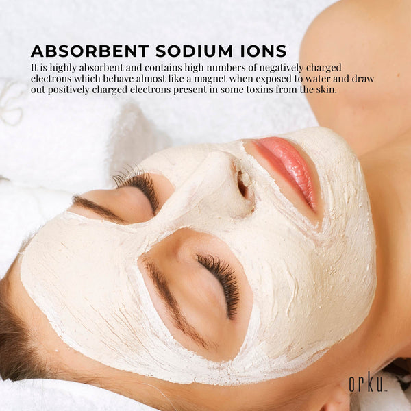 Orku Organic Sodium Bentonite Montmorillonite Clay Powder Face Mask 400g
