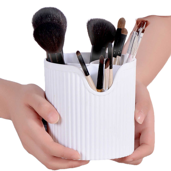 4 Slot Makeup Brush Organiser Bucket Cosmetic Tool Storage Divider White