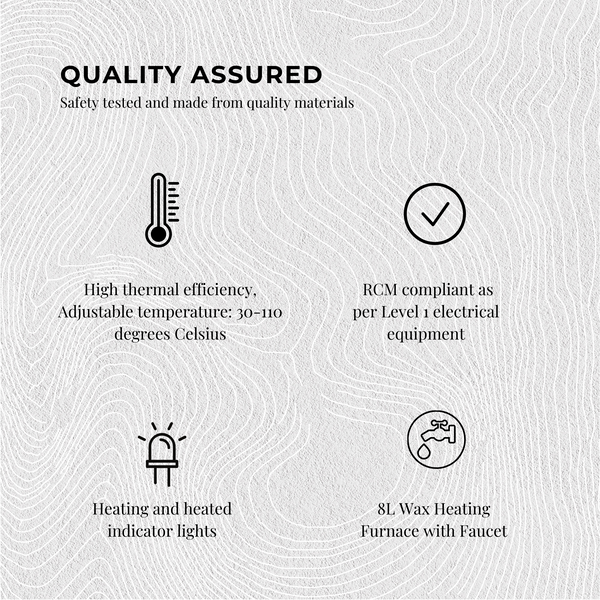 Candle Wax Heater Melter Tap 100 Wicks 100 Core Stickers Stirrer Black 1800W 8L