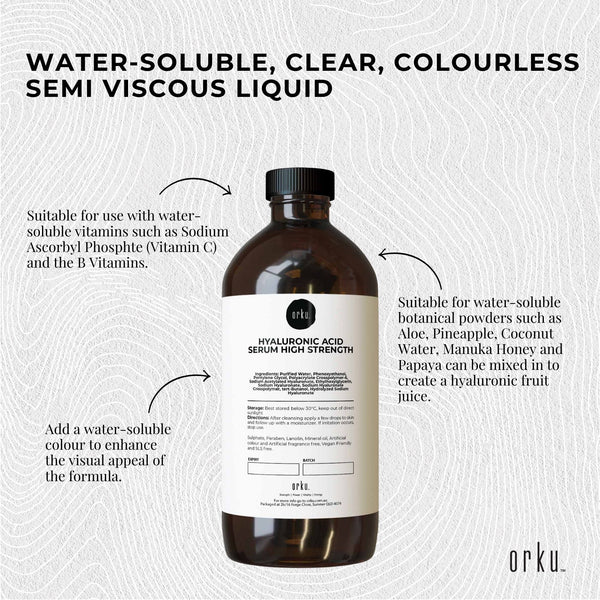 Orku Hyaluronic Acid Serum High Strength Cosmetic Face Skin Care 500ml
