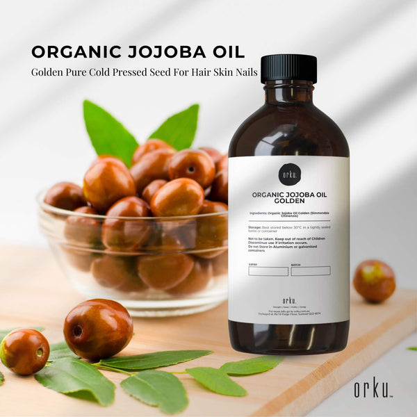 Orku Organic Cold Pressed Golden Jojoba Oil Hair Skin Nails 1L