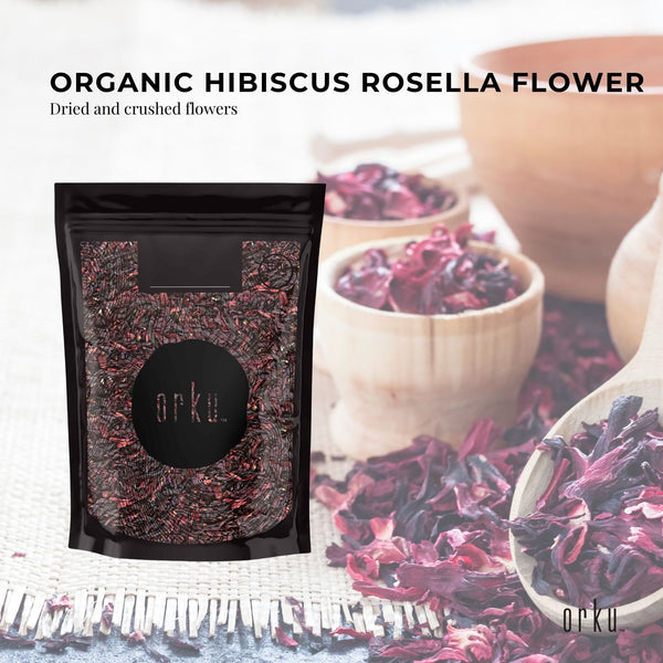 Orku Organic Hibiscus Rosella Flower Crushed Dried Herbal Tea Supplement 1kg