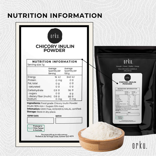 Orku 100g Chicory Root Inulin Powder - Natural Prebiotic Unflavoured Supplement