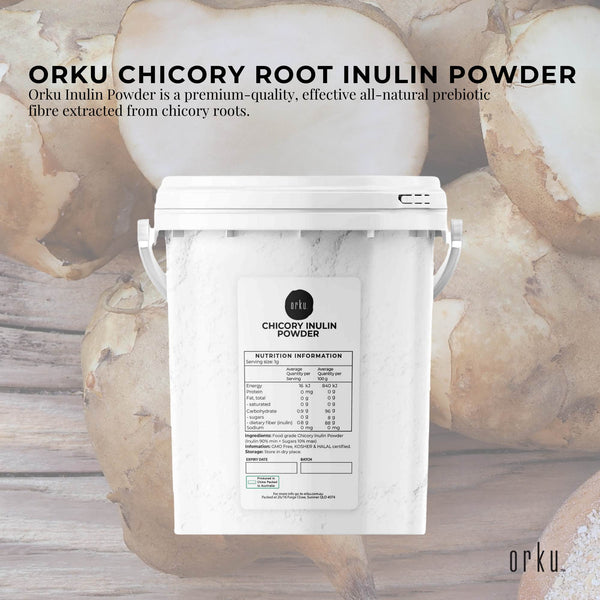 Orku 800g Chicory Root Inulin Powder Bucket - Prebiotic Unflavoured Supplement
