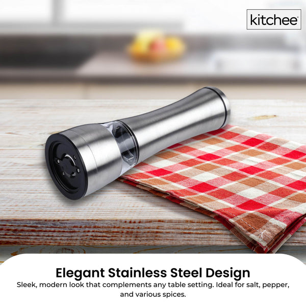Kitchee Stainless Steel Salt Pepper Spice Grinder Mill Adjustable Coarseness