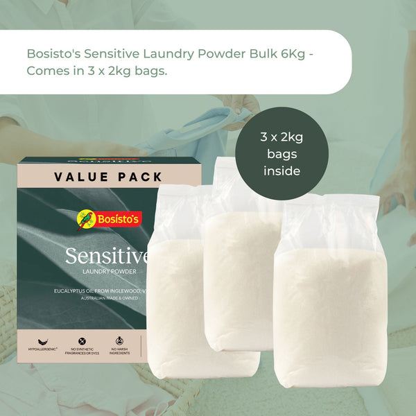 Bosisto's Senstive Laundry Powder Refill Eco Eucalyptus Washing Detergent 6kg