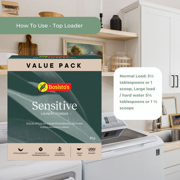 Bosisto's Senstive Laundry Powder Refill Eco Eucalyptus Washing Detergent 6kg