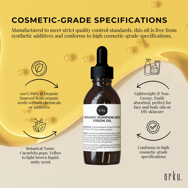 Orku Organic Pumpkin Seed Oil Virgin Cold Pressed Organic Cosmetic Grade 25ml