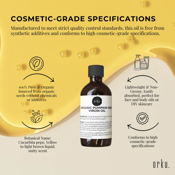 Orku Organic Pumpkin Seed Oil Virgin Cold Pressed Organic Cosmetic Grade 100ml