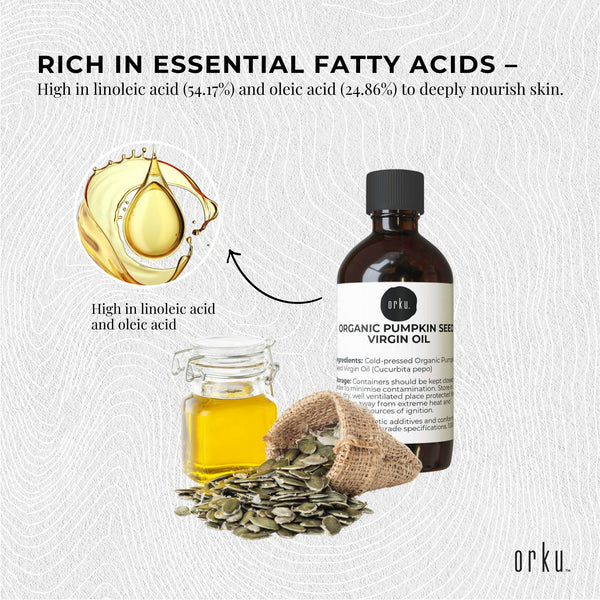 Orku Organic Pumpkin Seed Oil Virgin Cold Pressed Organic Cosmetic Grade 100ml