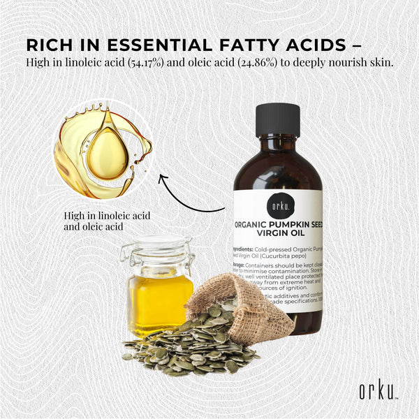 Orku Organic Pumpkin Seed Oil Virgin Cold Pressed Organic Cosmetic Grade 250ml