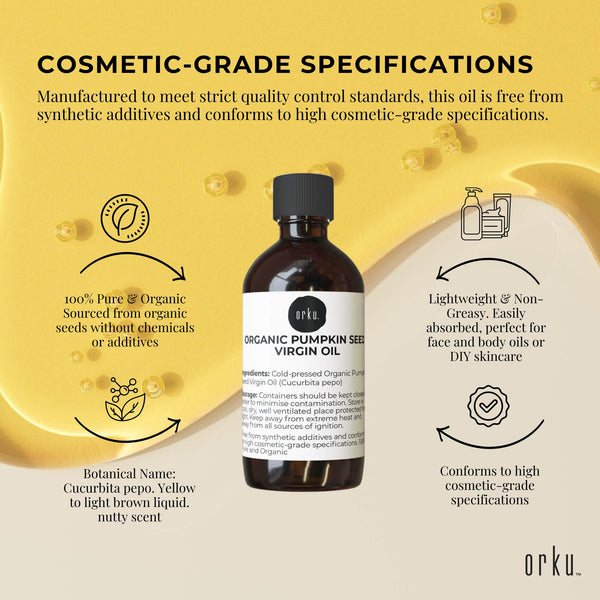 Orku Organic Pumpkin Seed Oil Virgin Cold Pressed Organic Cosmetic Grade 250ml