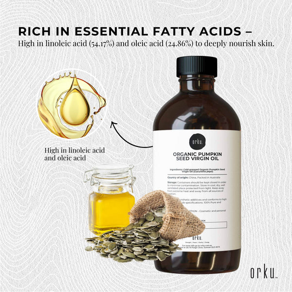 Orku Organic Pumpkin Seed Oil Virgin Cold Pressed Organic Cosmetic Grade 500ml