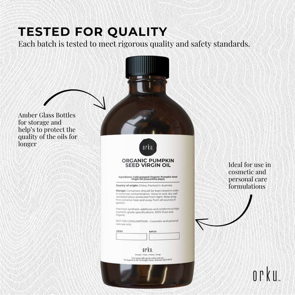 Orku Organic Pumpkin Seed Oil Virgin Cold Pressed Organic Cosmetic Grade 500ml