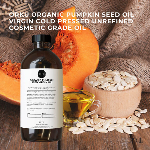 Orku Organic Pumpkin Seed Oil Virgin Cold Pressed Organic Cosmetic Grade 1L